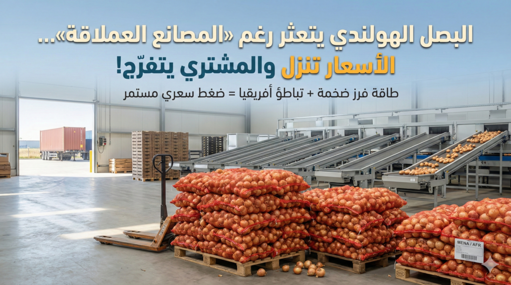 البصل الهولندي يتعثر رغم “المصانع العملاقة”: الأسعار تنزل… والمشتري يتفرّج!