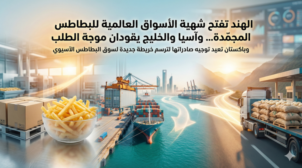 الهند تفتح شهية الأسواق العالمية للبطاطس المجمّدة، وآسيا والخليج يقودان موجة الطلب… وباكستان تعيد توجيه صادراتها لترسم خريطة جديدة لسوق البطاطس الآسيوي