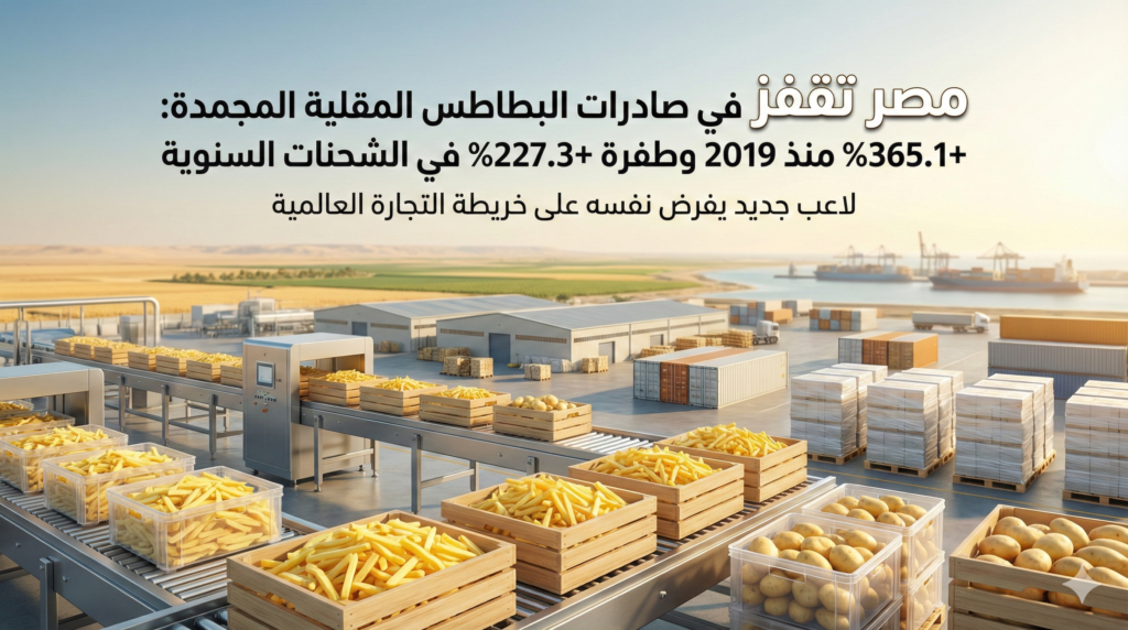 مصر تقفز في صادرات البطاطس المقلية المجمدة: +365.1% منذ 2019 وطفرة +227.3% في الشحنات السنوية — لاعب جديد يفرض نفسه على خريطة التجارة العالمية
