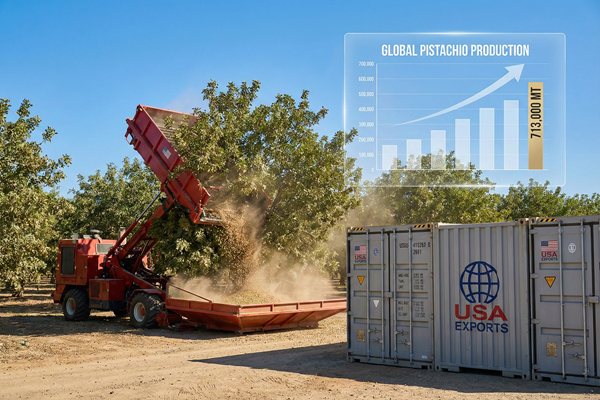 الولايات المتحدة تقود انتعاش إنتاج الفستق العالمي بينما ينخفض الإنتاج في تركيا وإيران