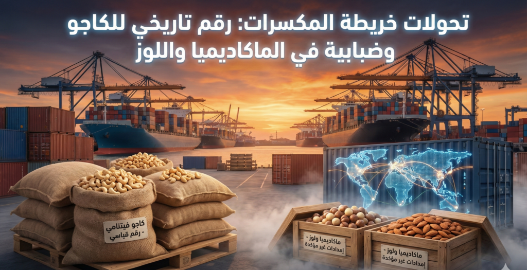 خريطة المكسرات العالمية تتبدّل: فيتنام تسجل رقمًا تاريخيًا في الكاجو، الصين تتصدر، والماكاديميا واللوز بين ضبابية المحصول وإدارة المخزون