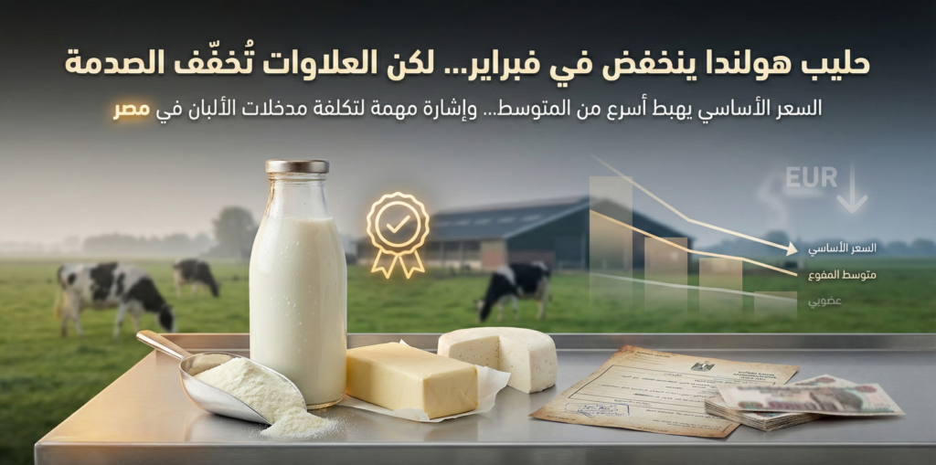 Royal A-ware تخفّض سعر الحليب الهولندي لشهر فبراير… وعلاوات “القيمة المضافة” تُقلّل أثر الهبوط